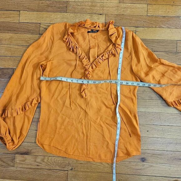 Kobi Halperin Silk Ruffle Blouse XS Balloon Sleeve - Picture 8 of 12